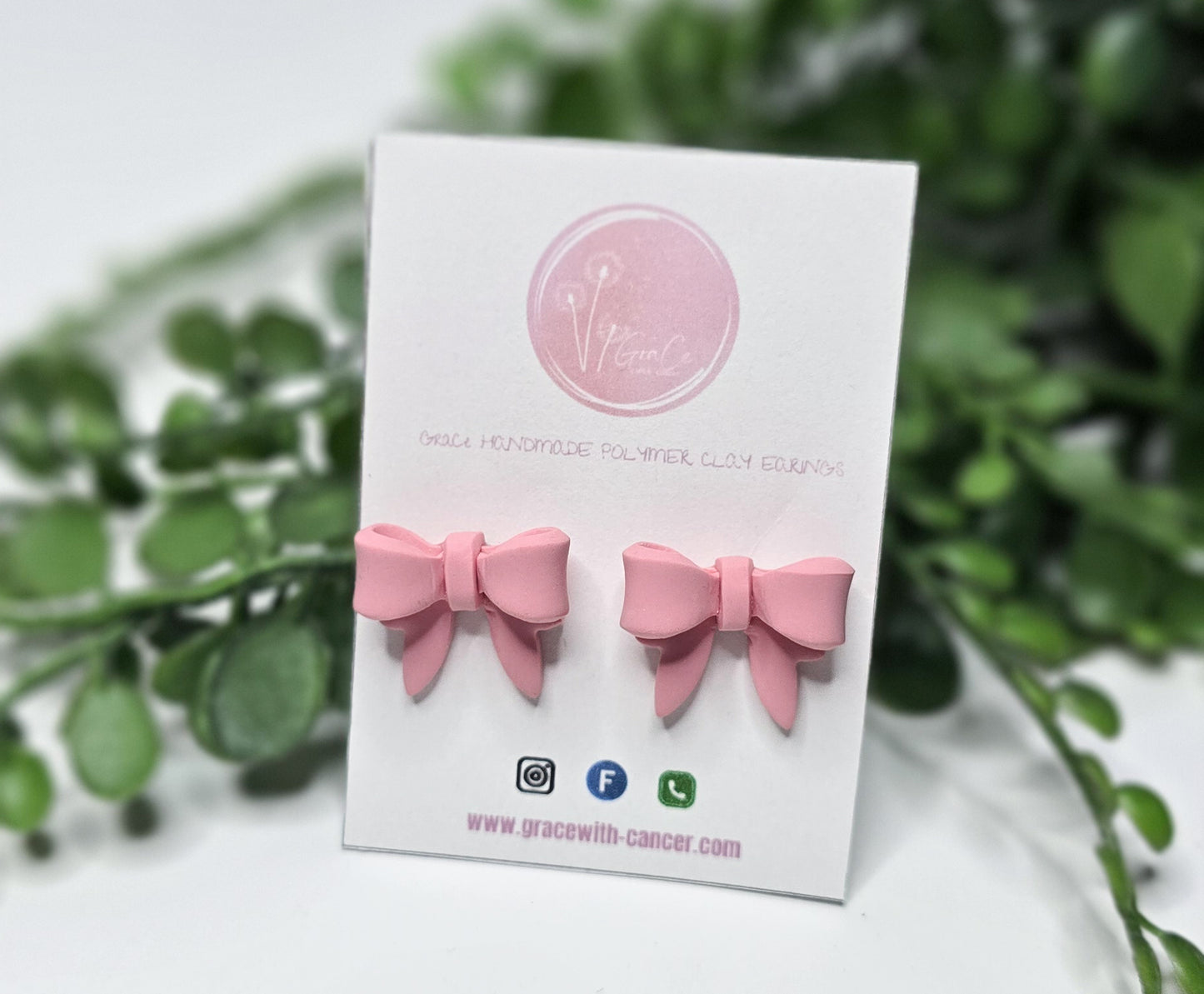 Pink Bow Stud